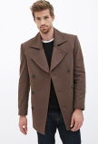 Men Wool-Blend Flat Collar Casual Jacket