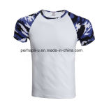 Cool Mens Cotton T-Shirt with Camo Print Sleeve