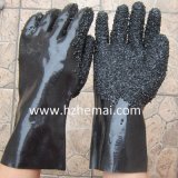 Rough Finish Gauntlet Heavy Rubber Black PVC Work Glove