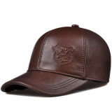 Custom Promotional Brown/Black PU Leather Sports Baseball Cap Man Hats