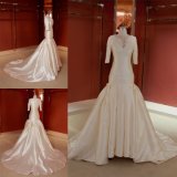 Long Sleeves Bridal Dress Mermaid Satin Wedding Gowns Z13078