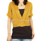 Women Knitted V Neck Long Sleeve Cardigan with Buttons in Nice Fitting (12AW-046)