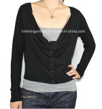 Ladies Knitted Long Sleeve Cardigan Sweater for Casual (12AW-185)
