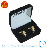 Luxurious Golden Metal Cufflinks for Promotional Gift with Flocking Box Packing