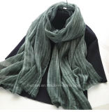 Hot Sale Soft Linen Cotton Woven Striped Scarf / Shawl (HWBLC06)