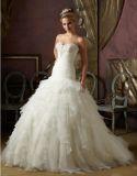 Gorgeous Sweetheart Lace up Back Organza Wedding Ball Gown with Floral Applique