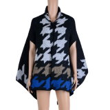 Women's Sleeveless 190*65cm Blanket Poncho Checked Reversible Cashmere Like Cape Thick Winter Warm Stole Throw Poncho Wrap Shawl (SP248)