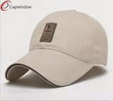 6 Panel Baseball Cap with Custom Genuine Leather Patch and Metal Buckle