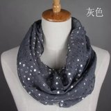 Lady Fashion Silver Stamping Cotton Voile Infinity Scarf (YKY1089-1)