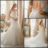 Spaghetti Straps Bridal Gowns Diamante Beading Lace Tulle Wedding Dress Mrl2883