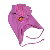 Cute Children Earflap Knitted Hat and Glove (JRK091)