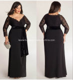 Plus Size Mother of Bride Dress Lace Long Sleeve Black Mother's Dresses Z4007