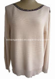Women Fashion Acrylic Knitted Striped Loose Sweater (16-063)