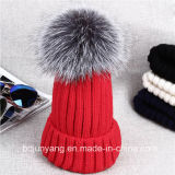 2016 New Knitted Hats Raccoon Fur POM POM Hats Knitted Winter Hats with Raccoon Ball