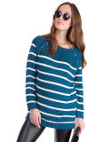 High Quality Women Teal Striped Maternity & Nursing Sweaters Wholesale