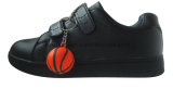 Black School Shoes for Boy Good Design Cheap Price with Velcro Design and Lace Design