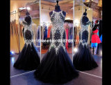 Crystals Black Prom Gowns Mermaid Mother Evening Dresses Z4014