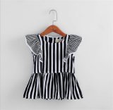 Girls Striped Short-Sleeved T-Shirt Wholesale 2015 Summer New Children's Clothing