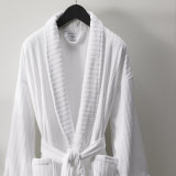 Fancy Cotton Terry Stripe Bathrobe Velvet Robes Men /Women