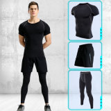 Men's Sports Clothing, Sports Fitness Men 3PCS Set Quick Dry Athletic Training T-Shirt Top, Leggings & Shorts