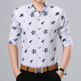 Button Down Business Shirt for Men's Clothes with Lily Pattern
