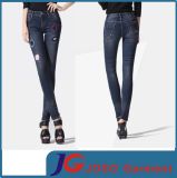 Knee Broken Hole Embroidery Women Jeans Trousers (JC1189)
