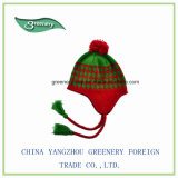 Promotional Red and Green Normal Earflap Winter Hat