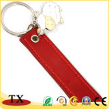 Cute Metal Leather Strip Key Chain with Lovely Metal Sheep