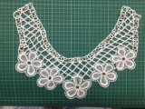 100% Water Soluable Lace Fabric Collar with Metal Clavas and Embroidery for Garment