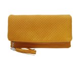 Womens PU Leather Triple Compartment Zipper Tassel Fashion Clutch Handbag