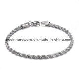 Silver Tone Stainless Steel Rope Chain Bracelet