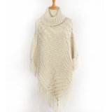 Womens Sweater Cardigan Wraps Winter Knitted Cable Fringes Shawls Poncho (SP610)