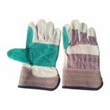 Cotton Back Double Palm Cow Split Leather Industrial Work Gloves