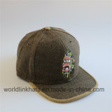 Linen Snapback Hat with Gold Embossed Metal Buckle
