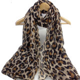 Womens Spring Chiffon Leopard Printing Shawls Sunscreen Wrap Cape Scarf (SW117)