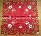 Xmas Candle Embroidery Red Color Table Cloth 938