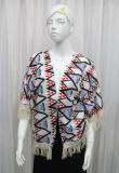 Lady Fashion Printed Polyester Knitted Fringed Silk Shirt (YKY2213)
