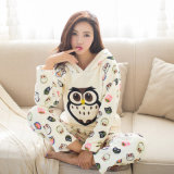 Autumn and Winter Thickening Long-Sleeved Mink Flannel Lovely Cartoon Coral Velvet Pajamas Women's Home Home Hooded Suit
