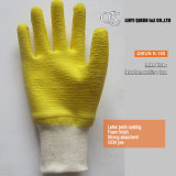 K-150 Cotton Knit Wrist Latex Wave Crinkle Working Safety Gloves