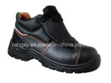 Split Embossed Leather Safety Shoes with Mesh Lining (HQ05061)