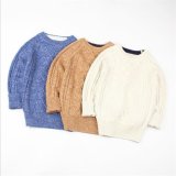 T1223 Boy Pullover Pure Color Long Sleeve Knitted Cotton Sweater