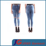 Knee Hole Blue Jeans Sexy Women Jean Clothing (JC1373)