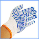 White PVC Dotted Knitted Cotton Working Safety Gloves
