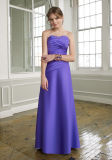 Long Purple Strapless Bridesmaid Gowns (BD3016)