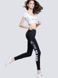 Dry Fit Sexy Women Yoga Pants, Black Yoga Leggings with Printing