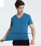 Men V-Neck T-Shirt Undershirt Made of Bamboo Jersey Fabric