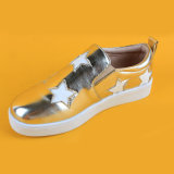 New Arrival PU Leather Star Gold Loafer Kids Flat Shoes