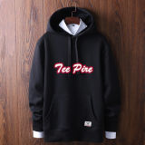 Black Cotton and Polyester Mixture Mens Hooded Sweatshirt, Pullover Sport Hoody