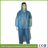 Disposable Waterproof PE Rain Poncho, PE Raincoat with Hood