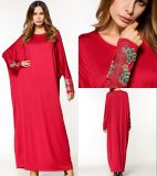 Wholesales 2018 Hot Sales Cheaper Wine Red Long Sleeve Scoop Arab Kaftan Dresses